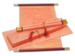 Pink Scroll Wedding Invitations