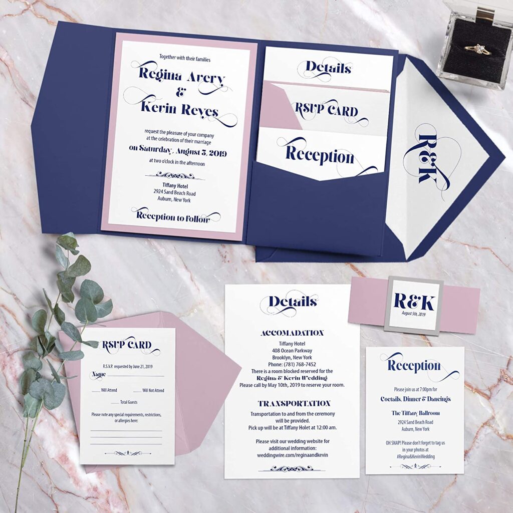 Pocket fold wedding invitation